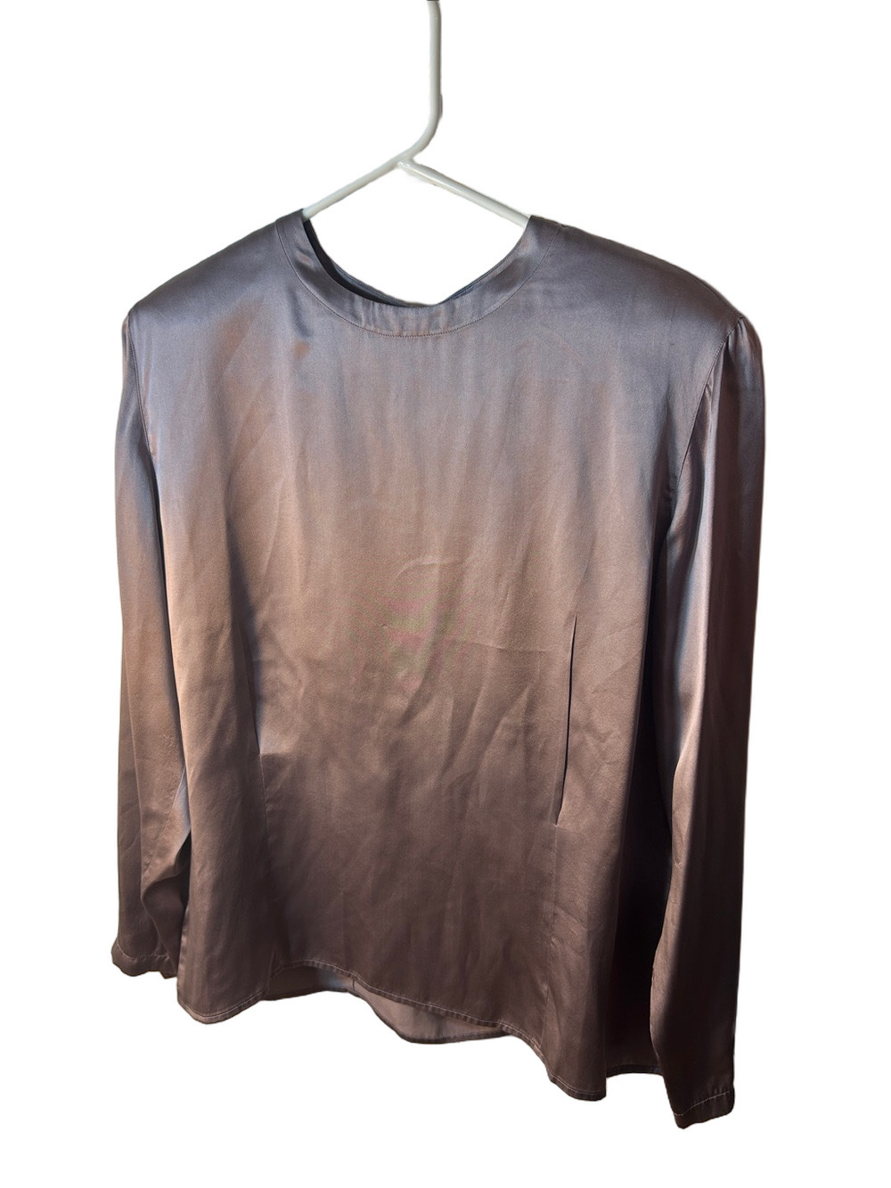 Jones New York Long-Sleeve Purple Silk Shirt size 14 shoulder pads